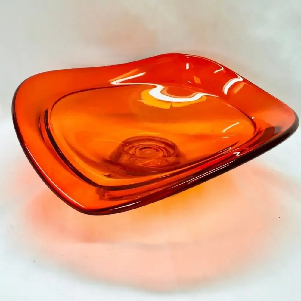 Vintage Orange Glass Designer Fruit Vase - Picture 2 of 6